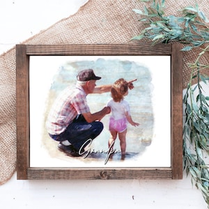Grandpa Gift from Grandkids, Grandpa Birthday Gift, Grandpa Photo to Painting, Grandpa Customized Gift, Grandpa Picture Frame