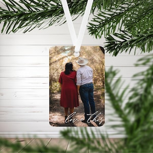 Double Sided Photo Ornament, Picture Ornament Two Sided, Vertical Portrait Photo Ornament Rectangle, Wedding Photo Christmas Ornament