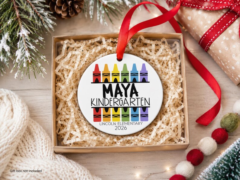 Kindergarten Ornament with Picture, Preschool Ornament Personalized, School Ornament for Kid, Kids Ornament Personalized, 1st Grade Ornament image 5
