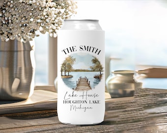 Lake House Can Cooler, Host Gift Lake House, Lake House Gifts, Lake Life Can Cooler, Lake House Warming Gift, Vacation Rental Favors