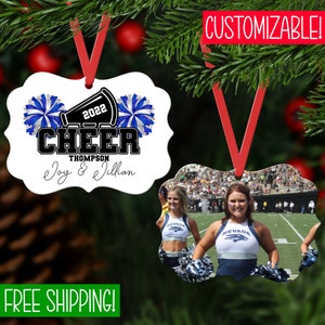 Cheerleader Ornament with Photo, Pom Pom Ornament, Cheerleader Ornament 2023, Poms Ornament, Cheer Squad Gifts, Cheer Coach Gift