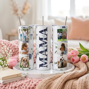 Personalized Photo Tumbler Gift for Mom – Mama Tumbler with Kids Names, Custom Mom Photo Cup, Mother’s Day Gift
