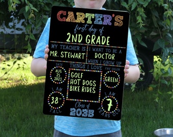 First day of School Sign for Kids, First Day of School Photo Prop, Reusable Back to School Sign, Last Day of School Sign Dry Erase