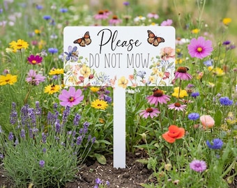 Pollinator Garden Sign, No Mow Yard Sign, Do Not Mow Sign, Wildflower Garden Sign, Native Plant Sign, Metal Garden Sign, Yard Sign