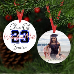 Senior Year Ornament 2023, Class of 2024 Ornament for Christmas Personalized, Graduation Ornament with Photo , Senior Ornament Custom