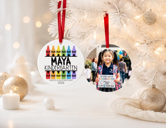 Kindergarten Ornament with Picture, Preschool Ornament Personalized, School Ornament for Kid, Kids Ornament Personalized, 1st Grade Ornament