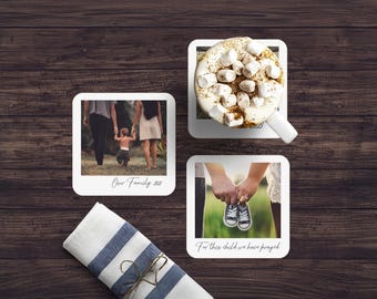 Photo Coasters Wood, Custom Coaster with Picture, Personalized Coasters with Photos, Square Picture Coasters Set of 4, Custom Image Coasters