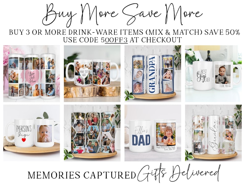 Custom Grandma Tumbler with Photos, Personalized Mothers Day Gift for Grandma, Family Photo Collage Cup, 20oz 16oz Skinny Travel Mug, Mimi Bild 9