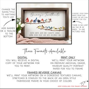 Personalized Grandma Bird Family Print, Custom Grandchildren Names Wall Art, Bird Watching Gift for Grandma image 3