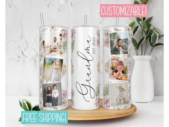 Grandma Tumbler with Pictures, Grandma Photo Tumbler, Grandma Gift Cup with Pictures, Grandma Mothers Day Gift, Birthday Gift for Grandma