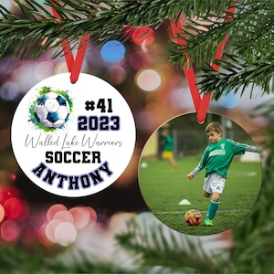 Soccer Ornament with Photo, Soccer Ornament Personalized, Soccer Christmas Ornament, Soccer Gifts for Boys, Soccer Coach Gift End of Season