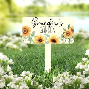 Letrero de jardín de flores, letrero de jardín de metal personalizado, decoración de jardín para el jardín de la abuela, letrero de jardín con estacas, letrero de jardín personalizado