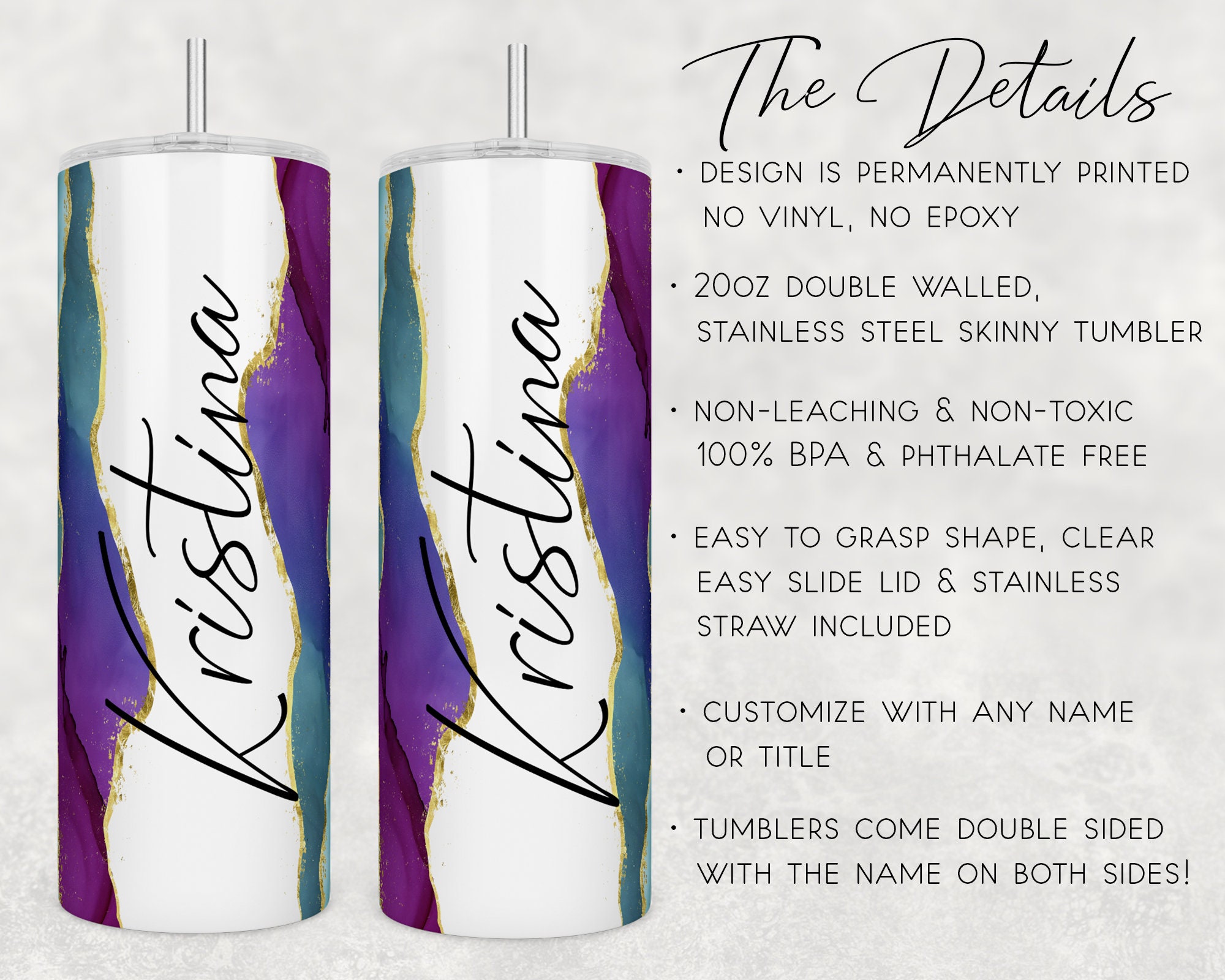 Custom Name Tumbler Personalized With Lid and Straw Etsy