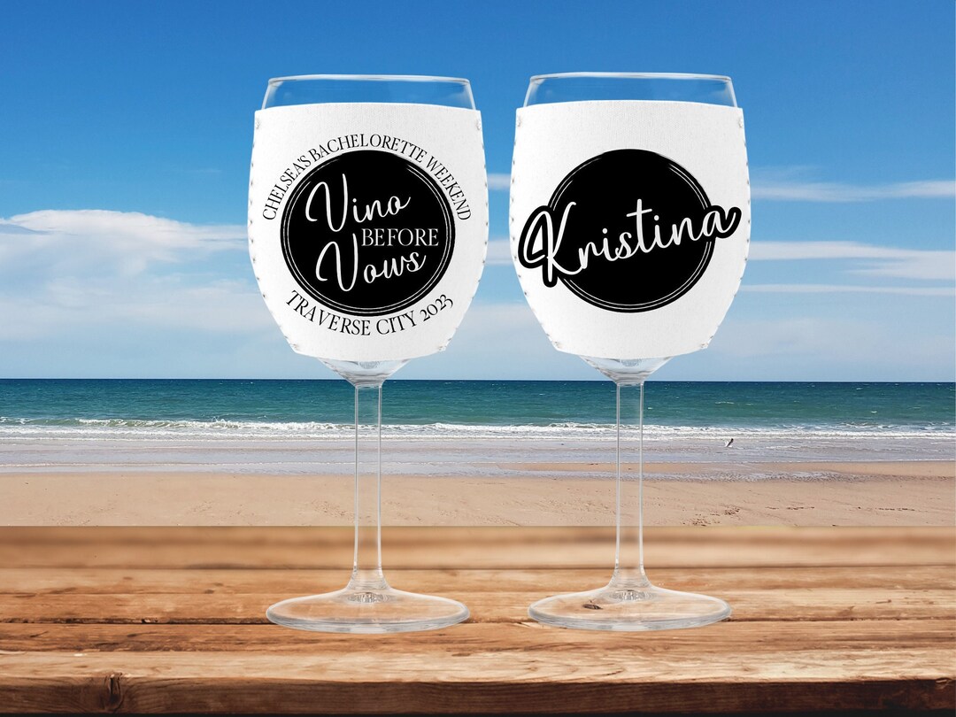 Vino Before Vows Party Favor, Custom Wine Glass Sleeve, Wine ...