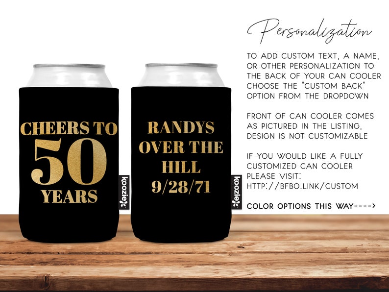 50th Birthday KOOZIE® Can Cooler Party Favor 50th Anniversary Etsy