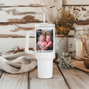 Personalized Photo Tumbler with Lid and Straw, 40oz Tumbler with Picture, Custom Cup with Photo, Picture Tumbler with Handle, Photo Gifts