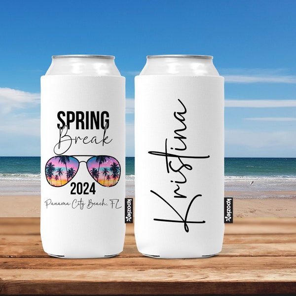 Spring Break 2024 KOOZIE® can cooler, Spring Break Merch, Spring Break Vacation KOOZIE® Can Cooler, Spring Break Party Favor