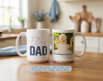 Personalized Dad Photo Mug, First Fathers Day Gift from Baby, Custom Picture Mug for Dad, Gift from Kids, Fathers Day Coffee Mug