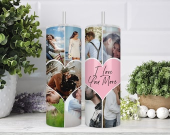 Photo Collage Tumbler, Personalized Photo Tumbler, Tumbler with Pictures, Gift for Girlfriend, Photo Gift for Wedding, Gift for Wife