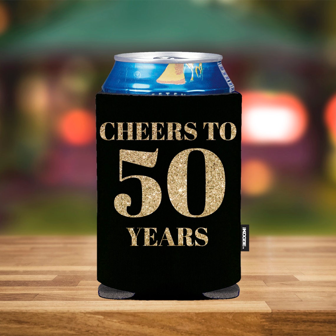 50th Birthday KOOZIE® Can Cooler Party Favor Black and Gold Etsy