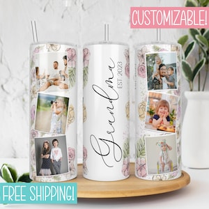 Grandma Tumbler with Pictures, Grandma Gift Personalized, Mothers Day Gifts for Grandma, Grandma Photo Tumbler, Grandma Birthday Gift