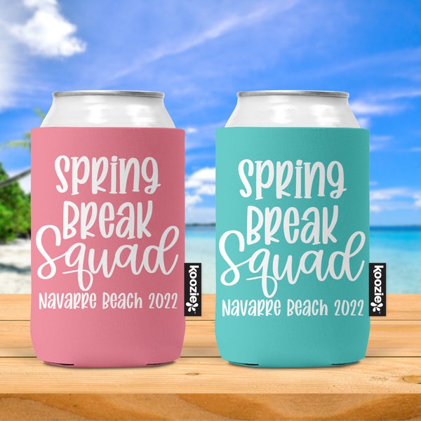 Spring Break Squad KOOZIE® can cooler, Spring Break Beverage Holder, Vacation KOOZIE® Can Cooler, Destination Wedding Favor, Girls Trip Cozy