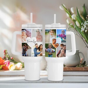 Custom Photo Tumbler with Handle, Photo Collage Tumbler, Personalized Tumbler with Pictures, Tumbler with Photo, Cup with Picture, Photo Cup