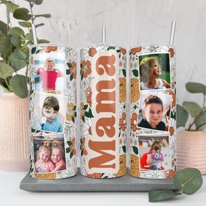 Mama Tumbler with Picture, Custom Photo Tumbler, Mom Tumbler with Pictures, Personalized Tumbler with Photo, Photo Gift for Mom Birthday