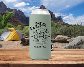 Camping Can Coolers - Camp Bachelorette Party Favors, Custom Camping Accessories