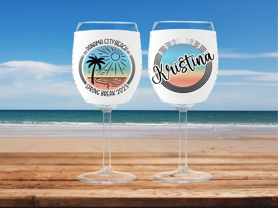 Custom Wine Glass Sleeve, Beach Vacation Accessories, Custom Wine Glass