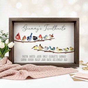 Personalized Grandma Bird Family Print, Custom Grandchildren Names Wall Art, Bird Watching Gift for Grandma image 5