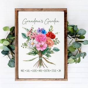 Birth Flower Bouquet Print, Mothers Day Gift for Grandma, Birth Flower Family Bouquet, Grandmas Garden Gifts, Birth Flower Picture Gift