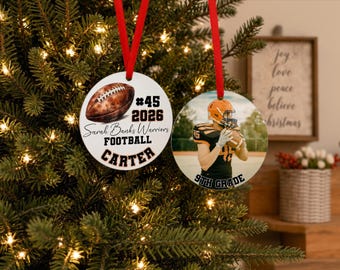 Personalized Football Ornament 2026, Football Team Gift, Senior Football Gift, Football Player Gift, Custom Football Photo Ornament