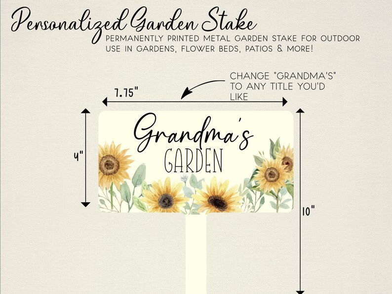 Sunflower Garden Sign Metal Garden Sign Custom Garden Decor Etsy