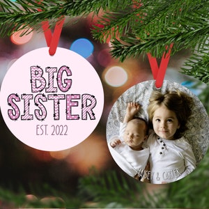 Big Sister Christmas Ornament, Big Sister Ornament Personalized, Big Sister Announcement, Big Sister Gift, Big Sister Little Sister