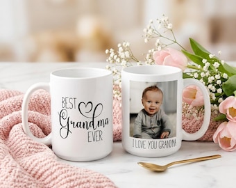 Best Grandma Ever Mug with Photo, Personalized Grandma Gift from Grandkids, Grandma Birthday Gift, Mothers Day Gift for Grandma