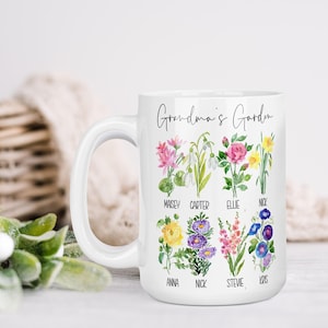 Grandmas Garden Mug with Names, Mothers Day Mug, Grandma Gift for Mothers Day, Birthday Gift for Grandma from Grandkids