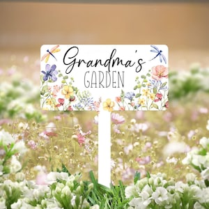 Letrero de jardín personalizado, letrero de metal para jardín personalizado, letrero de jardín de abuelas con estacas, letreros de decoración de jardín, letrero de jardín de flores personalizado