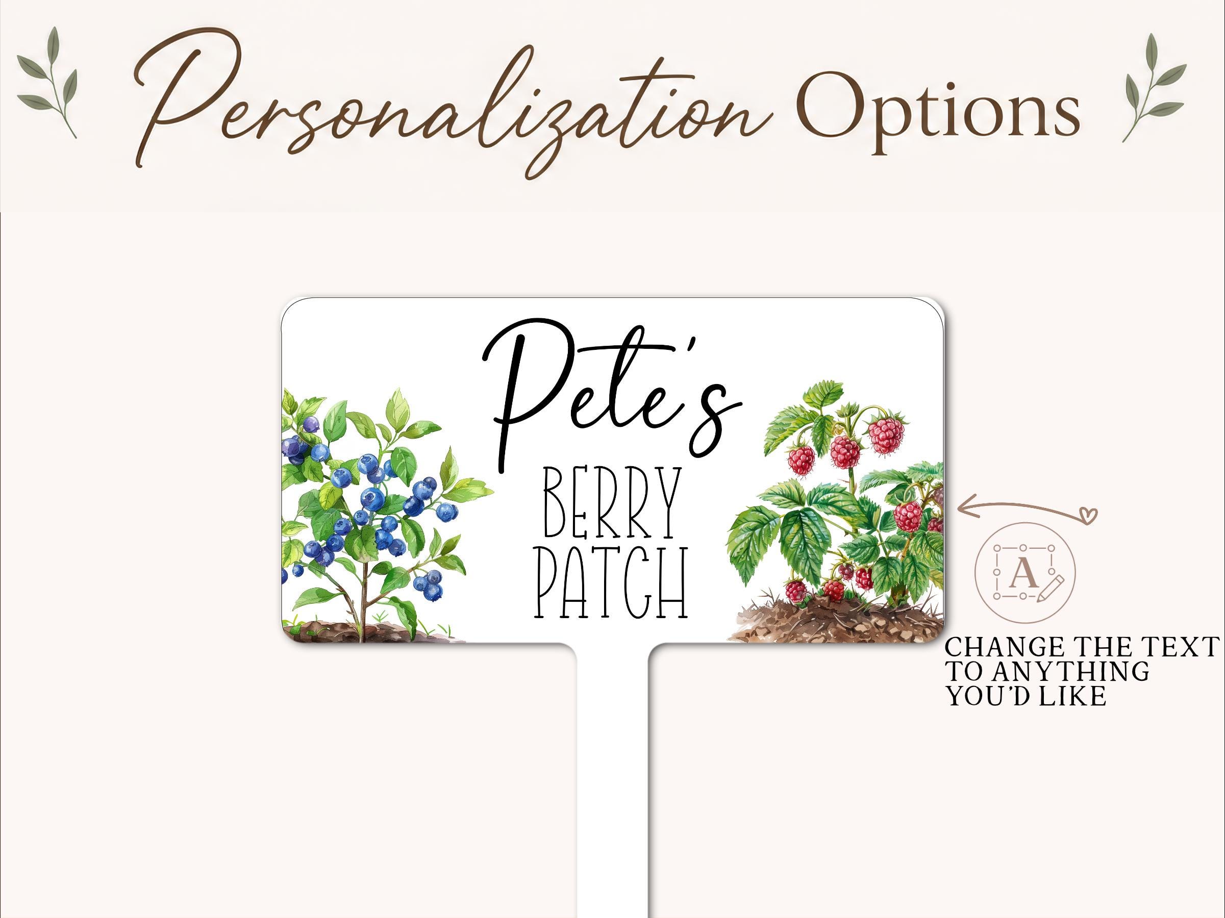Berry Patch Sign, Custom Garden Stake Metal, Personalized Strawberry ...