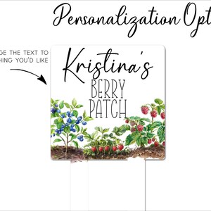 Garden Sign Personalized, Berry Patch Sign Custom, Berry Bush Sign ...