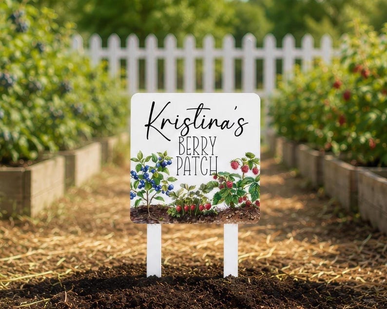 Berry Patch Sign, Custom Garden Stake Metal, Personalized Strawberry ...
