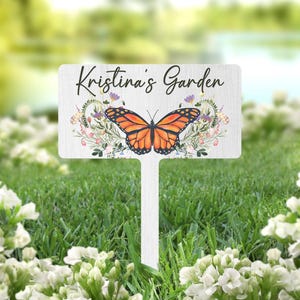 Butterfly Garden Sign Personalized, Butterfly Garden Decor, Metal Garden Sign Custom, Flower Garden Stake Sign, Garden Decor Metal