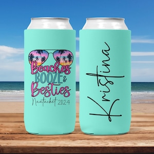 Beaches Booze Besties Can Cooler, Beach Can Cooler, Girls Trip Gifts, Girls Weekend Can Cooler, Beach Trip Accessories, Beach Bachelorette