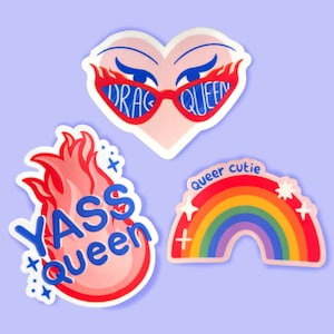 Stickers série "Queer" - Stickers queer - LGBTQIA+ - Drag queen au choix - idée cadeau - fun - téléphone - original - yass queen - rainbow