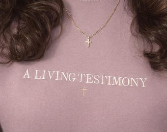 Sudadera cristiana de cuello redondo con testimonio vivo • Suéter bordado con motivos religiosos • Cruz minimalista • Regalo de ropa cristiana