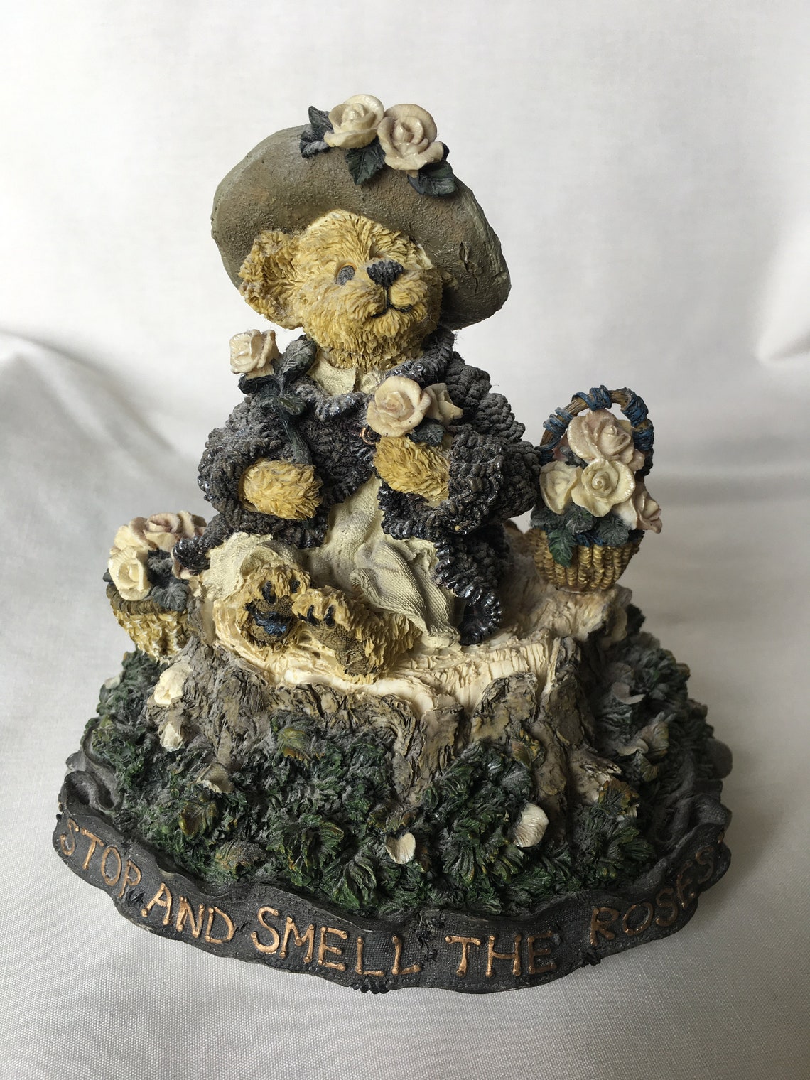 Vintage Teddy Bear Music Box Figurine Etsy