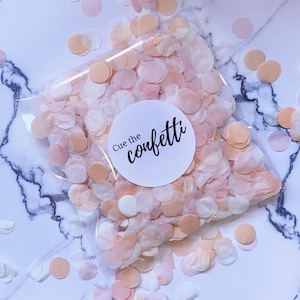 Pink/Peach/White Confetti Bags | Custom Label Option | Biodegradable Confetti | Wedding Confetti | Party Decorations | Tissue Paper Confetti