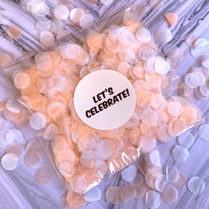 Peach/White Confetti & Bags | Custom Label Option | Biodegradable Confetti | Wedding Confetti | Party Decorations | Tissue Paper Confetti