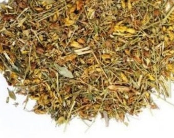 Hierba de hipérico orgánica, Hypericum perforatum, té de hierbas secas sueltas, hierba silvestre natural.