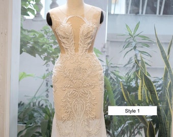 Charming lace sleeveless illusion waist cutout fishtail/mermaid wedding dress with train - various styles
